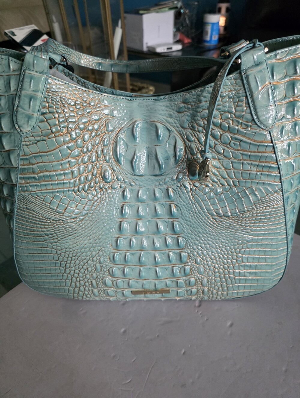 New Brahmin Aliza Croc-Embossed Women's Shoulder Bag